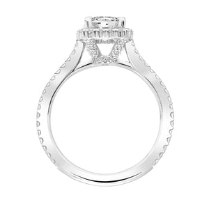 Artcarved Bridal Semi-Mounted with Side Stones Classic Halo Engagement Ring Clarissa 18K White Gold