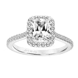 Artcarved Bridal Semi-Mounted with Side Stones Classic Halo Engagement Ring Clarissa 18K White Gold
