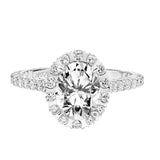 Artcarved Bridal Semi-Mounted with Side Stones Classic Halo Engagement Ring Clementine 14K White Gold