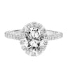 Artcarved Bridal Semi-Mounted with Side Stones Classic Halo Engagement Ring Clementine 18K White Gold