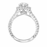 Artcarved Bridal Semi-Mounted with Side Stones Classic Halo Engagement Ring Clementine 14K White Gold