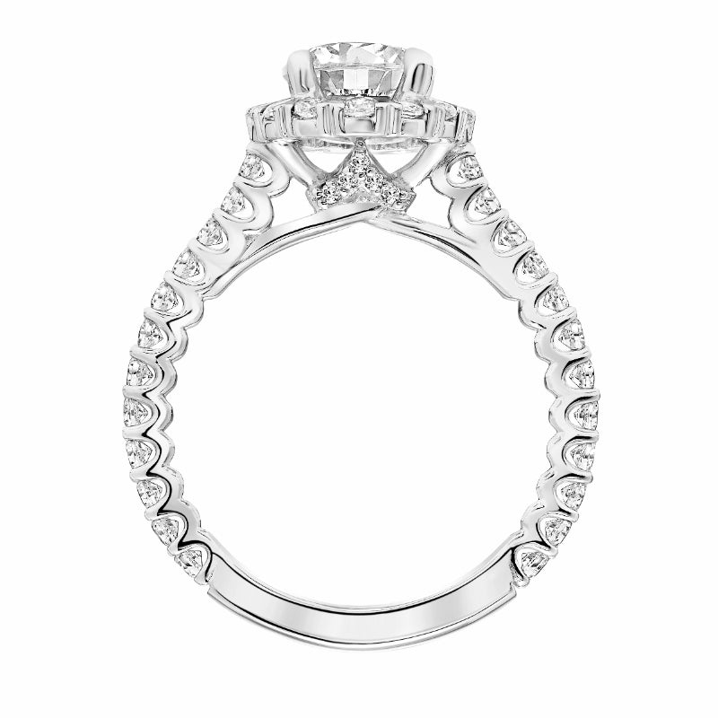 Artcarved Bridal Semi-Mounted with Side Stones Classic Halo Engagement Ring Clementine 14K White Gold