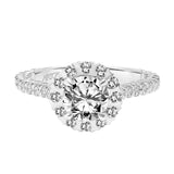 Artcarved Bridal Semi-Mounted with Side Stones Classic Halo Engagement Ring Pamela 14K White Gold