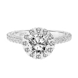 Artcarved Bridal Mounted with CZ Center Classic Halo Engagement Ring Pamela 18K White Gold