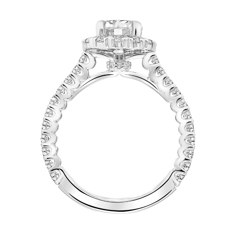 Artcarved Bridal Semi-Mounted with Side Stones Classic Halo Engagement Ring Pamela 18K White Gold