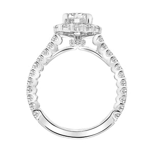 Artcarved Bridal Semi-Mounted with Side Stones Classic Halo Engagement Ring Pamela 18K White Gold