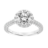 Artcarved Bridal Semi-Mounted with Side Stones Classic Halo Engagement Ring Pamela 18K White Gold