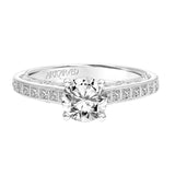 Artcarved Bridal Mounted with CZ Center Vintage Filigree Diamond Engagement Ring Mae 18K White Gold