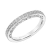 Artcarved Bridal Mounted with Side Stones Vintage Filigree Diamond Wedding Band Mae 18K White Gold