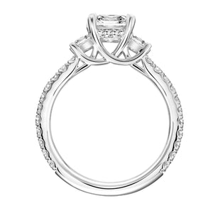 Artcarved Bridal Mounted with CZ Center Classic Diamond 3-Stone Engagement Ring Rea 18K White Gold