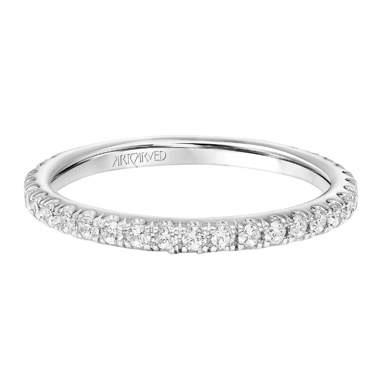 Artcarved Bridal Mounted with Side Stones Classic 3-Stone Diamond Wedding Band Rea 18K White Gold