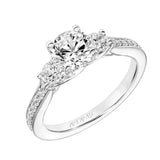 Artcarved Bridal Semi-Mounted with Side Stones Classic Diamond 3-Stone Engagement Ring Thea 18K White Gold