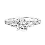 Artcarved Bridal Mounted with CZ Center Classic Diamond 3-Stone Engagement Ring Thea 14K White Gold