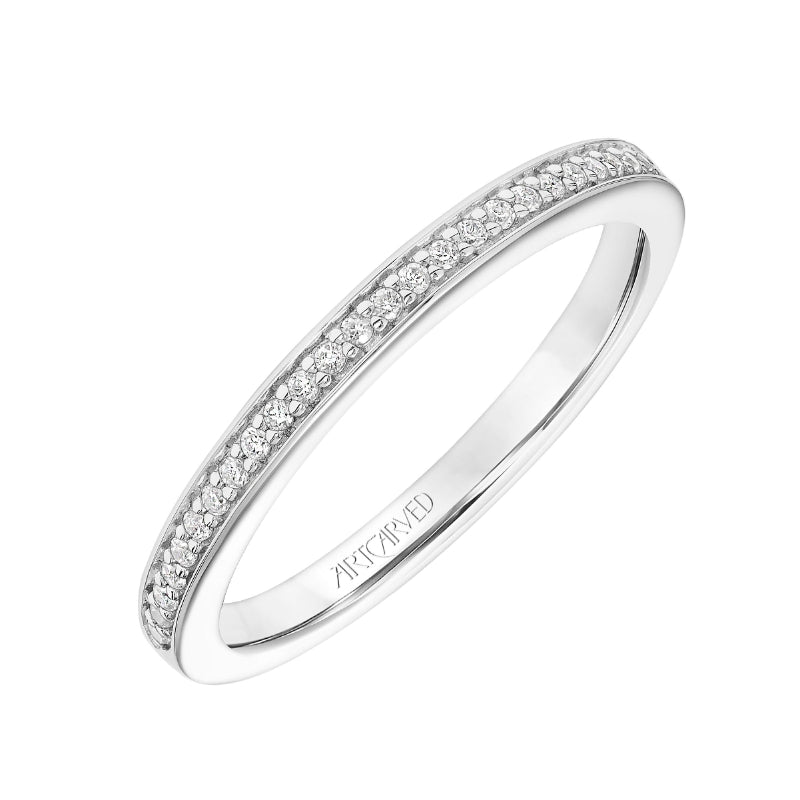 Artcarved Bridal Mounted with Side Stones Classic 3-Stone Diamond Wedding Band Thea 14K White Gold