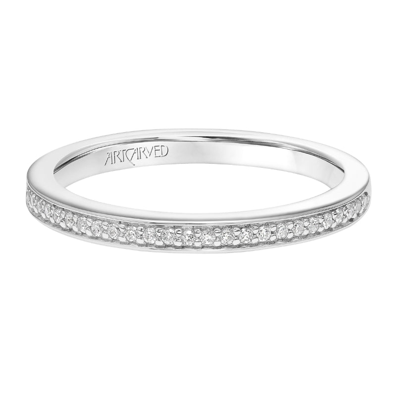 Artcarved Bridal Mounted with Side Stones Classic 3-Stone Diamond Wedding Band Thea 14K White Gold