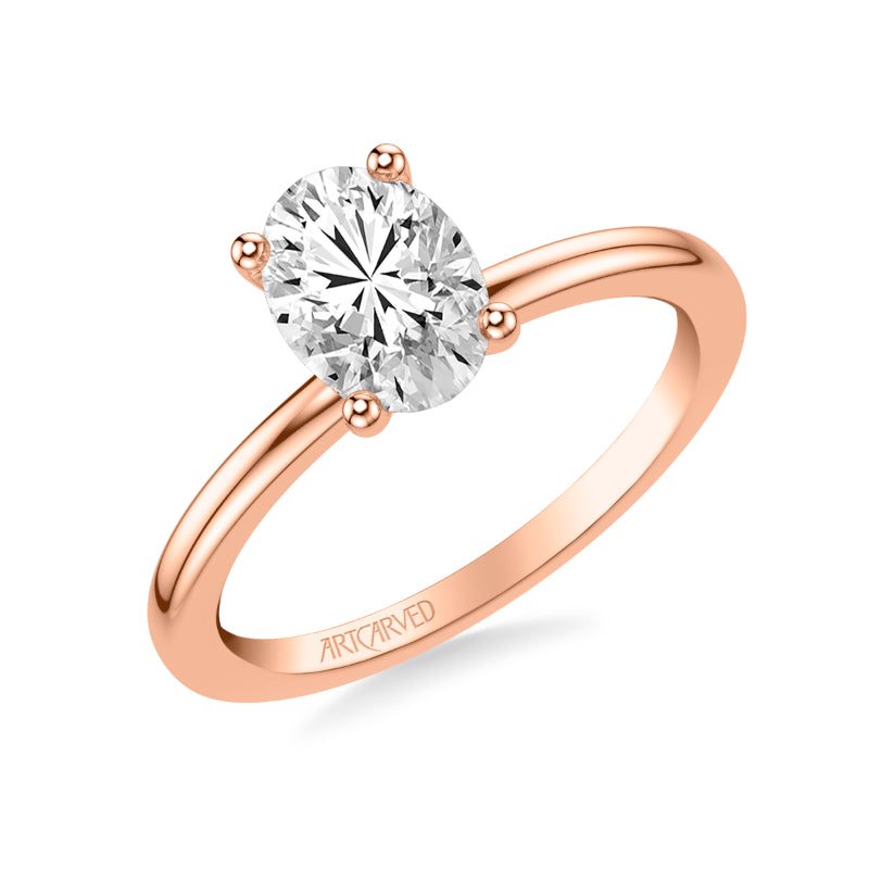 Artcarved Bridal Mounted with CZ Center Classic Solitaire Engagement Ring 14K Rose Gold & Blue Sapphire