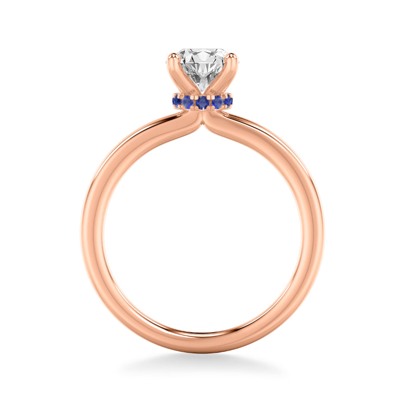 Artcarved Bridal Semi-Mounted with Side Stones Classic Solitaire Engagement Ring 14K Rose Gold & Blue Sapphire