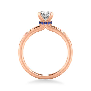 Artcarved Bridal Mounted with CZ Center Classic Solitaire Engagement Ring 14K Rose Gold & Blue Sapphire