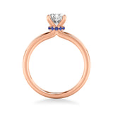 Artcarved Bridal Mounted with CZ Center Classic Solitaire Engagement Ring 18K Rose Gold & Blue Sapphire