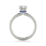 Artcarved Bridal Semi-Mounted with Side Stones Classic Solitaire Engagement Ring 14K White Gold & Blue Sapphire