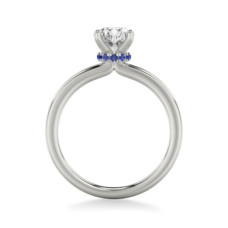 Artcarved Bridal Semi-Mounted with Side Stones Classic Solitaire Engagement Ring 18K White Gold & Blue Sapphire