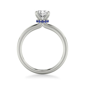 Artcarved Bridal Semi-Mounted with Side Stones Classic Solitaire Engagement Ring 18K White Gold & Blue Sapphire