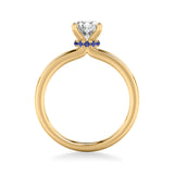 Artcarved Bridal Semi-Mounted with Side Stones Classic Solitaire Engagement Ring 14K Yellow Gold & Blue Sapphire