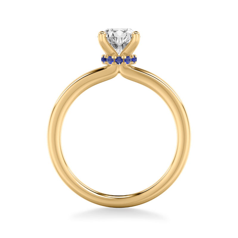 Artcarved Bridal Semi-Mounted with Side Stones Classic Solitaire Engagement Ring 14K Yellow Gold & Blue Sapphire