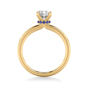 Artcarved Bridal Semi-Mounted with Side Stones Classic Solitaire Engagement Ring 14K Yellow Gold & Blue Sapphire