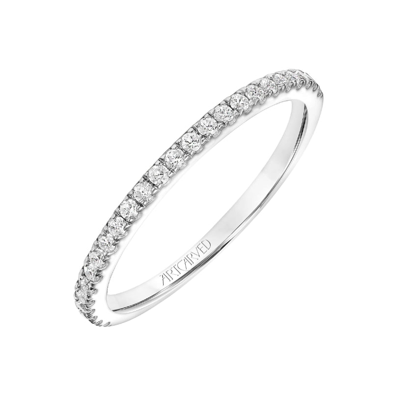 Artcarved Bridal Mounted with Side Stones Classic Diamond Wedding Band Kit 18K White Gold