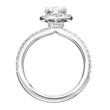 Artcarved Bridal Semi-Mounted with Side Stones Classic Halo Engagement Ring Ileana 14K White Gold