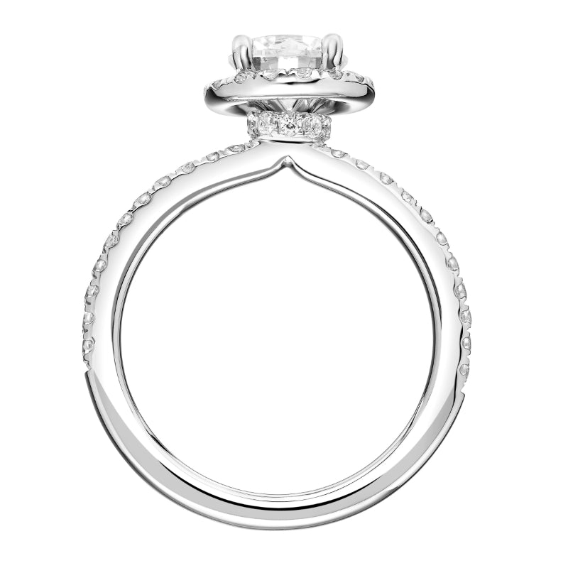 Artcarved Bridal Semi-Mounted with Side Stones Classic Halo Engagement Ring Ileana 14K White Gold