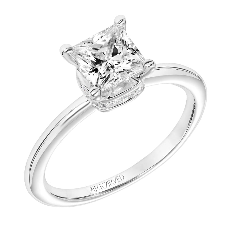 Artcarved Bridal Mounted with CZ Center Classic Solitaire Engagement Ring Sloane 18K White Gold