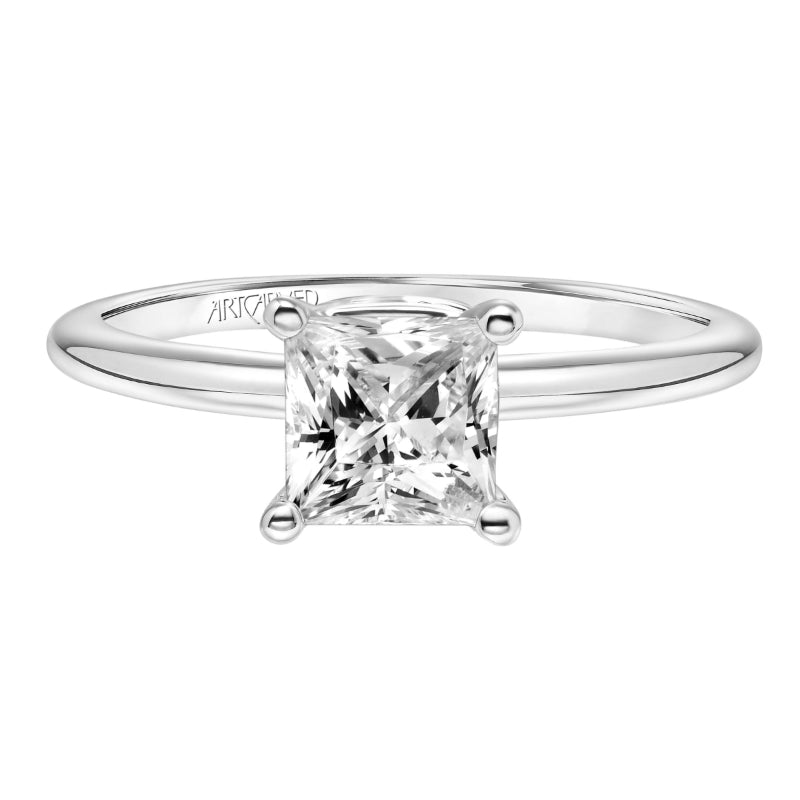 Artcarved Bridal Semi-Mounted with Side Stones Classic Solitaire Engagement Ring Sloane 14K White Gold