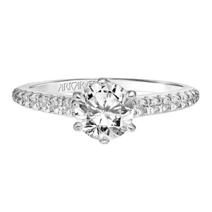 Artcarved Bridal Semi-Mounted with Side Stones Classic Diamond Engagement Ring Elana 14K White Gold