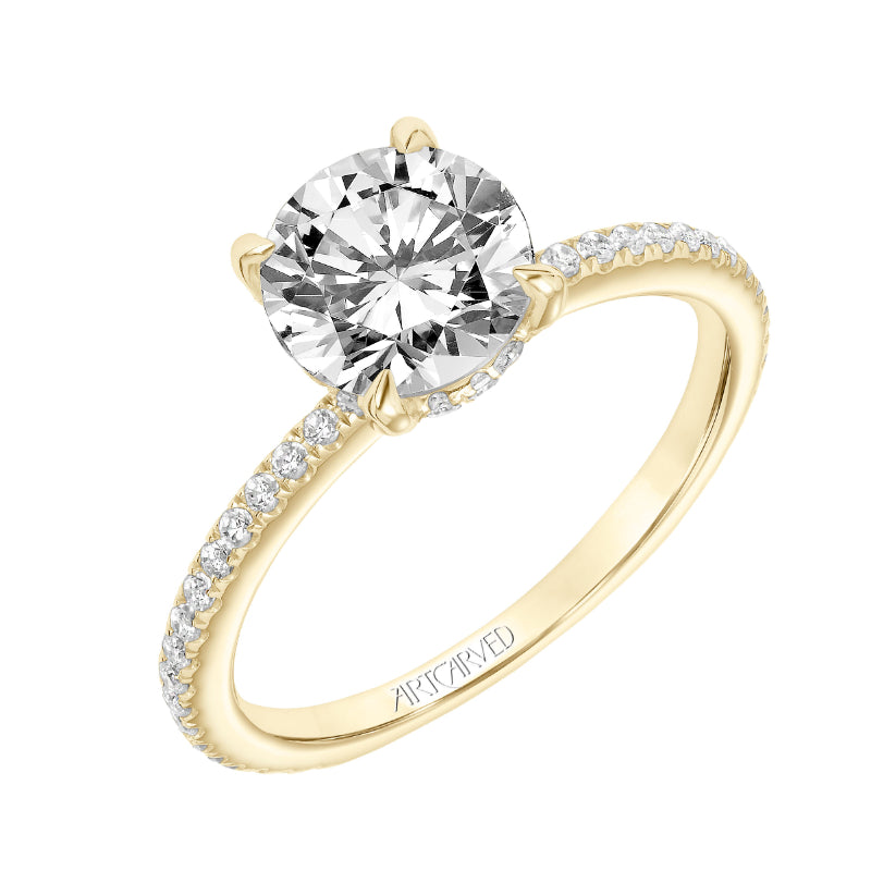 Artcarved Bridal Mounted with CZ Center Classic Engagement Ring Chelsea 18K Yellow Gold