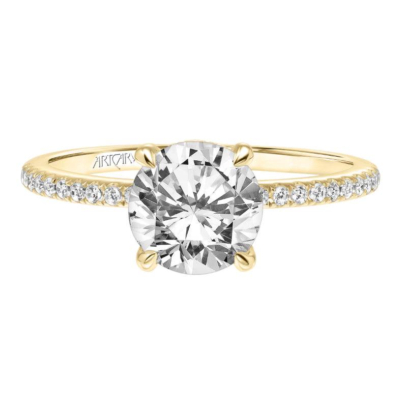Artcarved Bridal Semi-Mounted with Side Stones Classic Engagement Ring Chelsea 18K Yellow Gold