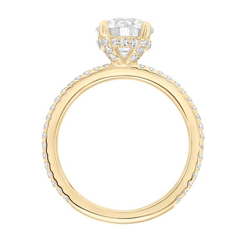 Artcarved Bridal Semi-Mounted with Side Stones Classic Engagement Ring Chelsea 18K Yellow Gold