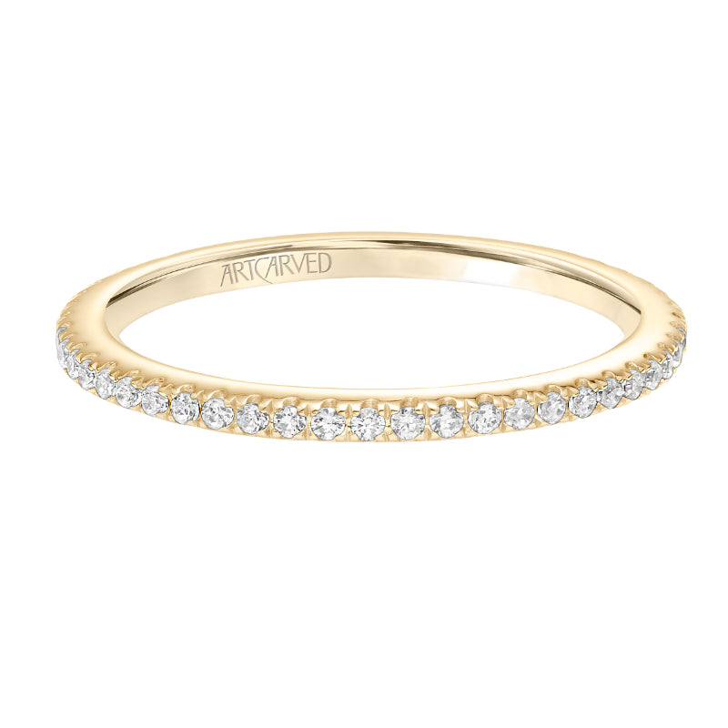Artcarved Bridal Mounted with Side Stones Classic Diamond Wedding Band Chelsea 14K Yellow Gold