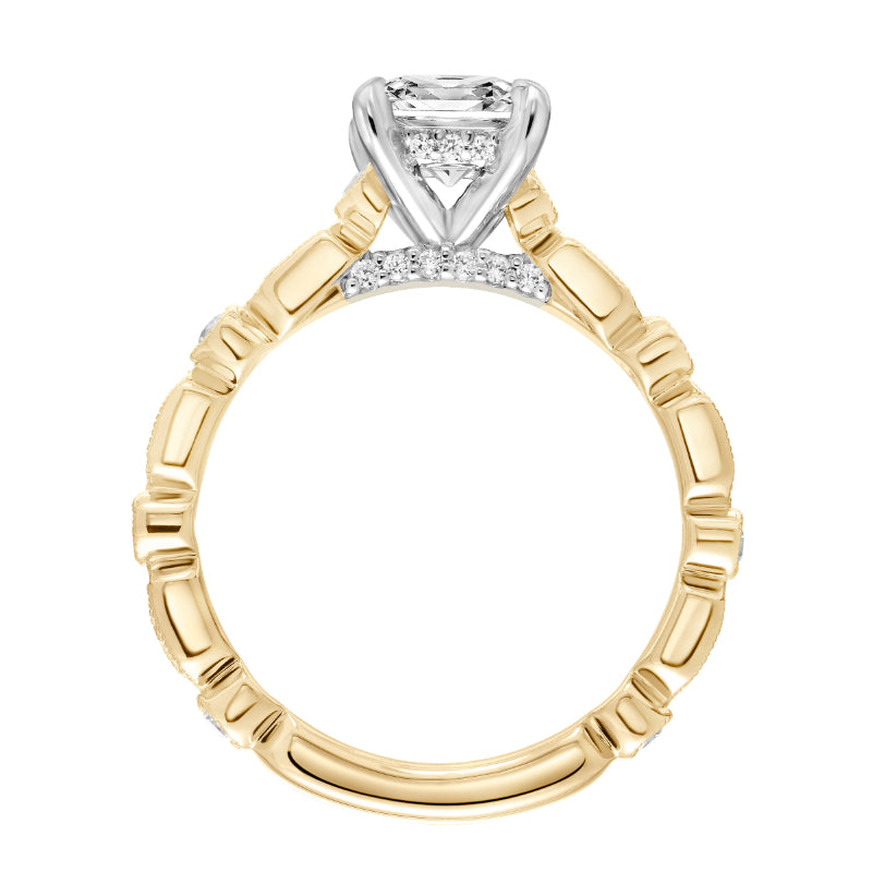 Artcarved Bridal Mounted with CZ Center Vintage Milgrain Diamond Engagement Ring Beatrice 14K Yellow Gold Primary & 14K White Gold