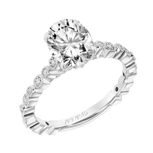 Artcarved Bridal Mounted with CZ Center Vintage Vintage Engagement Ring Louisa 14K White Gold