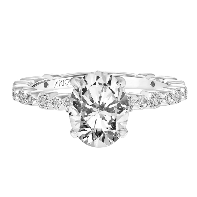 Artcarved Bridal Mounted with CZ Center Vintage Vintage Engagement Ring Louisa 14K White Gold