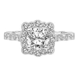 Artcarved Bridal Semi-Mounted with Side Stones Vintage Vintage Halo Engagement Ring Lilith 18K White Gold