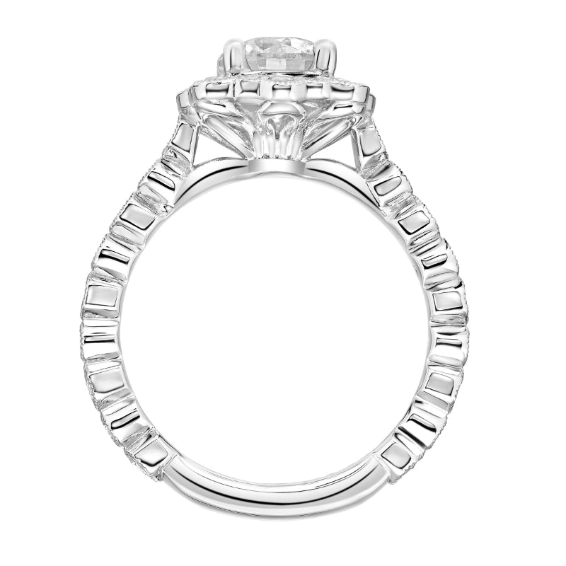 Artcarved Bridal Mounted with CZ Center Vintage Vintage Halo Engagement Ring Lilith 18K White Gold