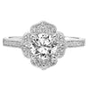 Artcarved Bridal Mounted with CZ Center Vintage Milgrain Halo Engagement Ring Martha 14K White Gold