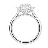 Artcarved Bridal Semi-Mounted with Side Stones Vintage Milgrain Halo Engagement Ring Martha 18K White Gold