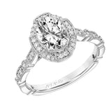 Artcarved Bridal Mounted with CZ Center Vintage Vintage Halo Engagement Ring Bessie 18K White Gold