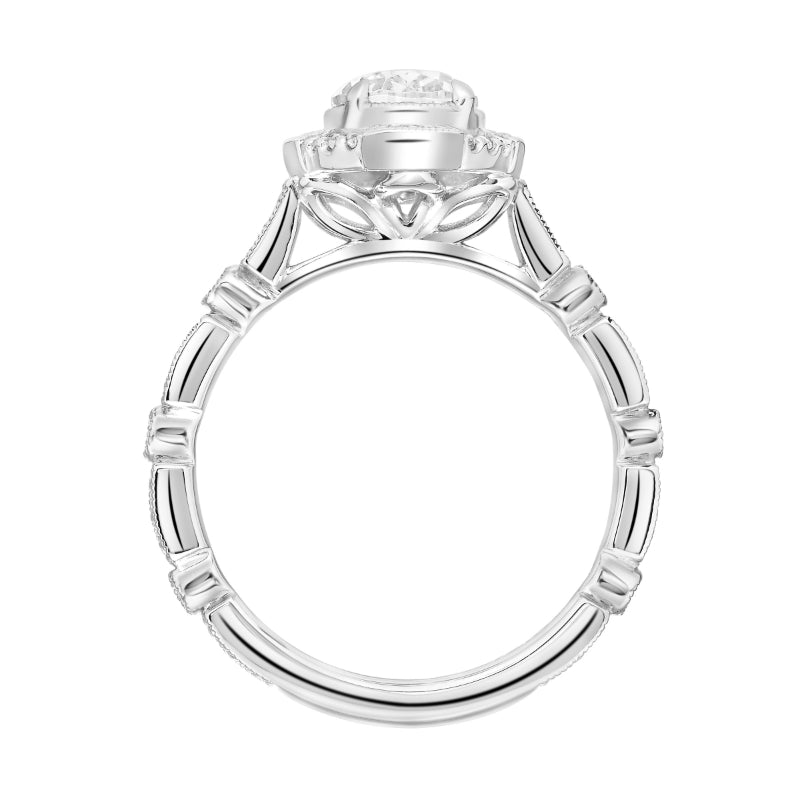 Artcarved Bridal Semi-Mounted with Side Stones Vintage Vintage Halo Engagement Ring Bessie 18K White Gold