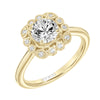 Artcarved Bridal Semi-Mounted with Side Stones Vintage Vintage Halo Engagement Ring Mabel 14K Yellow Gold