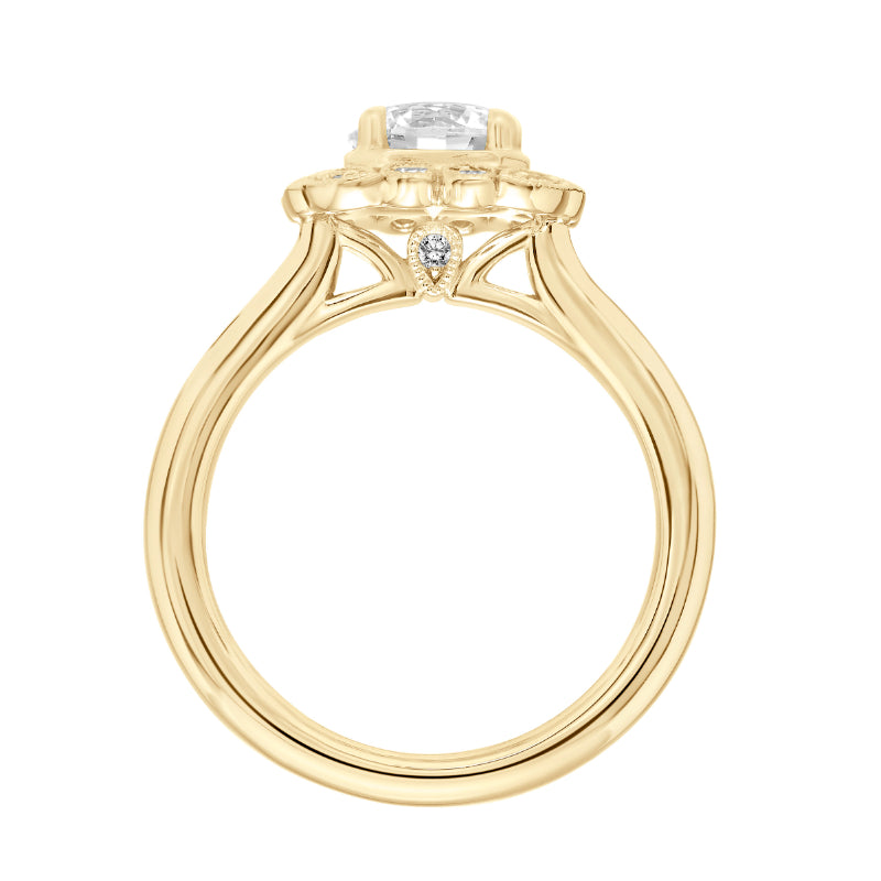 Artcarved Bridal Semi-Mounted with Side Stones Vintage Vintage Halo Engagement Ring Mabel 14K Yellow Gold